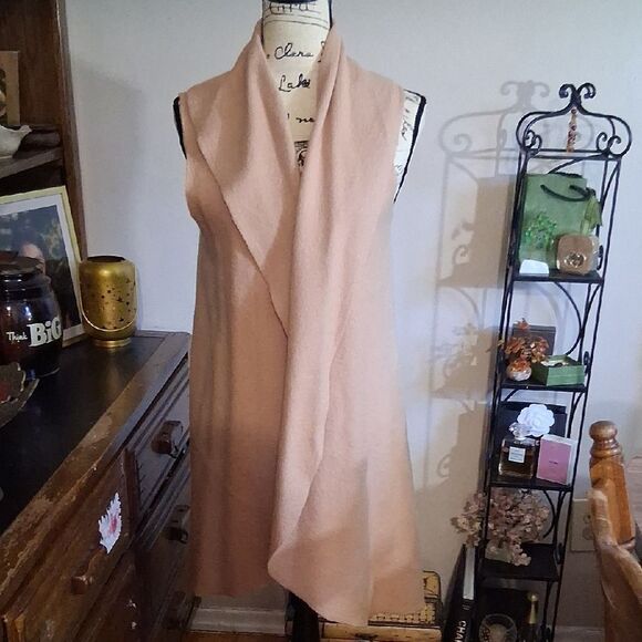 Anthropologie Moth Tan Sleeveless Drape Vest 100% Wool XS/S - Picture 1 of 10